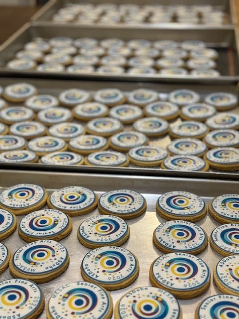 Custom logo cookies for a school event.